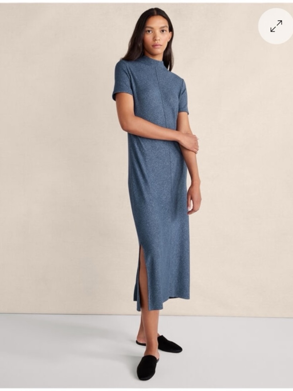 NWT Haven Well Within Chevron Sweater Knit Midi Dress Blue Mock Neck Size L